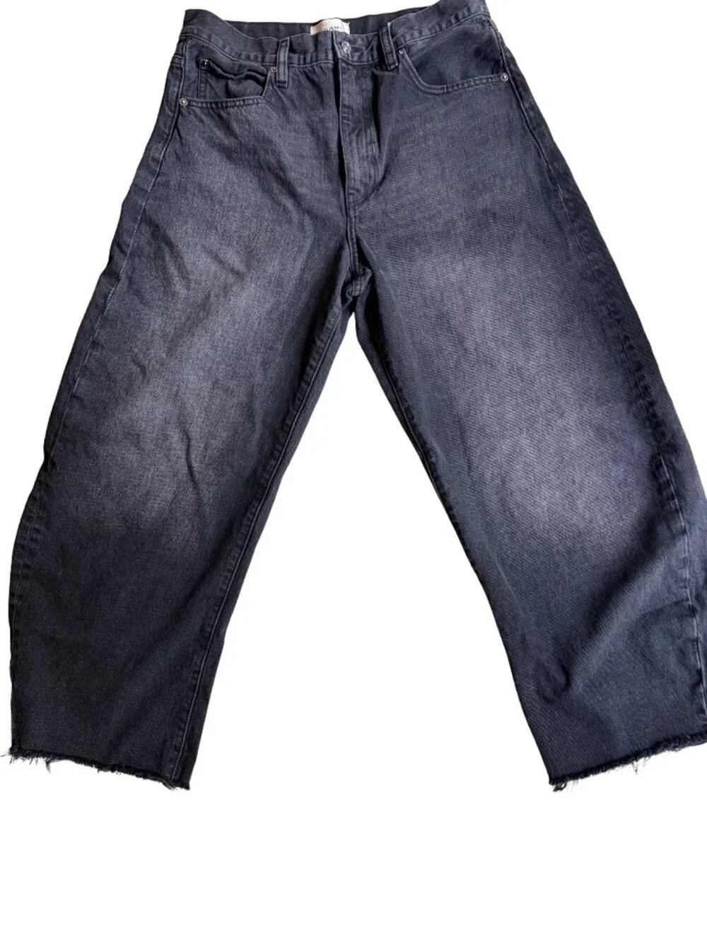 Frame's The Bubble Crop frayed high-rise barrel leg jeans size 28 - Picture 3 of 8